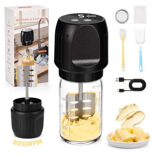 Electric Butter Churn 32oz Cordless High-Speed Maker 8000RPM - 5-10 Min
