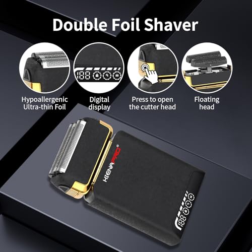 HIENA PRO Foil Shavers for Men- USB Rechargeable with LCD Display, Dual Blades, New Electric Razor for Men Face - Professional Cordless Shaving