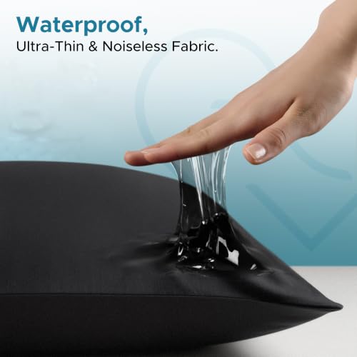 Waterproof Pillow Protectors Set of 2 - 18.9 x 28.7 Inches Black Envelope Closure