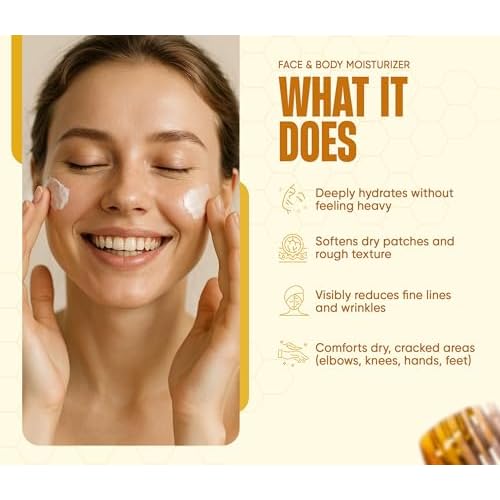 Beef Tallow for Skin with Raw Honey ? Grass Fed Beef Tallow Face & Body Moisturizer - Balm Style Hydrating Cream with Beeswax & Olive Oil for Dry Skin, Hands & Feet ? 4.4 oz