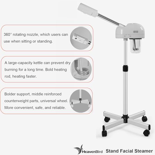 White Professional Ozone Facial Steamer with Touch Control - Skin Spa Equipment