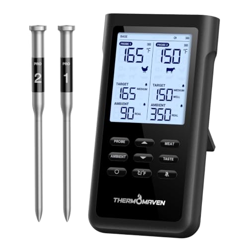 Wireless Meat Thermometer with 2 Probes, No App Needed, Long Range