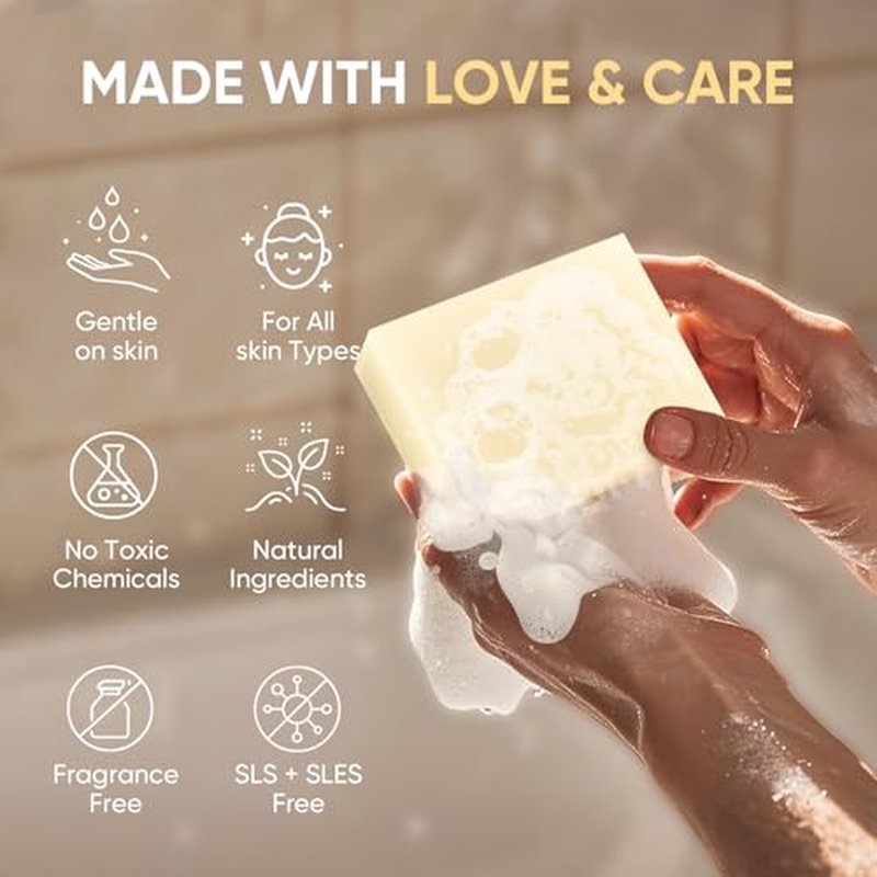 femani Beef Tallow Soap Bar - All Natural and Organic Grass Fed Tallow Soap Unscented - Moisturizes, Soothes, Hydrates Face & Body Wash Great for Itchy, Dry, Sensitive Skin, 12 oz (3 packs)
