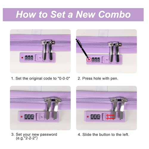 Beige & Purple 14-Inch ABS Hard Shell Makeup Train Case with Lock, Organizer
