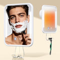 Gospire White Fogless Shower Mirror with Light & 5000mAh Battery - Adjustable & Suction Mount
