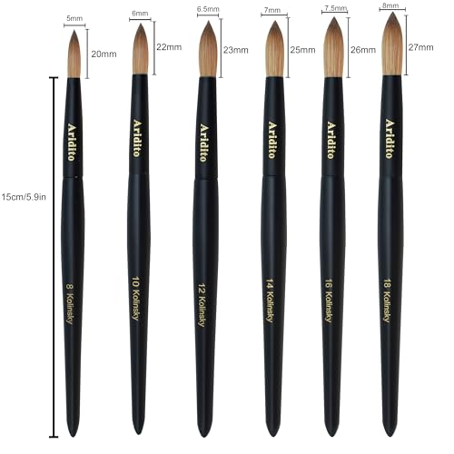 Acrylic Nail Art Brush Set with 6 Sizes - Black Wooden Handles, Size 18# - Black / 18#