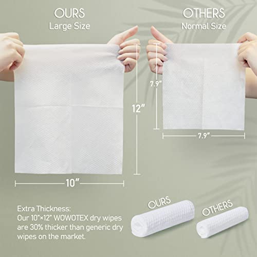 WOWOTEX Disposable Face Towels 240 Count - Ultra Soft, Biodegradable, Multi-Purpose Facial & Body Wipes (4 Boxes)