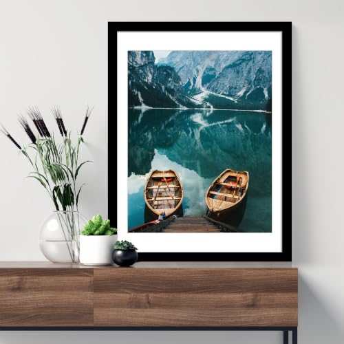 Black 20x24 Inch Picture Frame Set of 4 - Rustic Wood Style with Mat