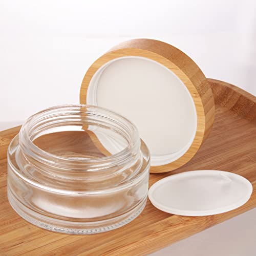 100g Glass Jars with Bamboo Lids - Refillable Cosmetic Containers, 5 Pack