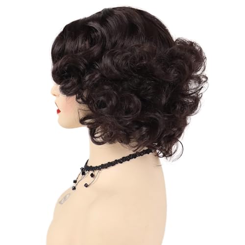 Brown Curly Wig 12 Inch Short Synthetic Hair for Women - Realistic & Stylish