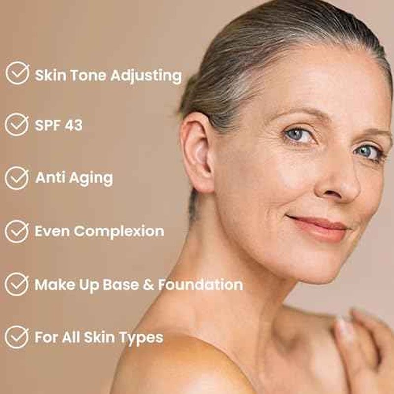 CC Cream for Older Women, Skin Tone Adjusting CC Cream Spf 43, CC Creams Self Adjusting for Mature Skin, Even Complexion, Conceals, Moisture & Anti Aging, For All Skin Types (2PCS)