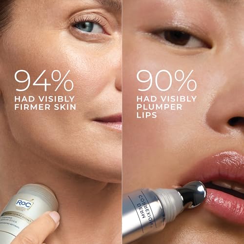 Bundle of RoC Derm Correxion Lip Volumizer - Lip Plumper Peptide Treatment with Hyaluronic Acid & Vitamin E + RoC Derm Correxion Retinol Firming Serum Stick