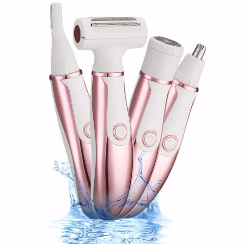 4 in 1 Electric Razors for Women, Portable Shaver for Women, Rechargeable Trimmer for Face Arm Body Legs Underarm Bikini