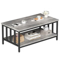Homeiju 39.4 Inch Modern Farmhouse Coffee Table with 2-Tier Storage, Grey Wash