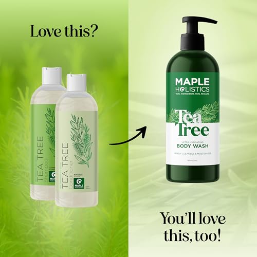 Maple Holistics Tea Tree Oil Shampoo & Conditioner Set 12 Fl Oz Pack of 2 - Sulfate-Free Clarifying Hair Care for Oily & Dry Scalp