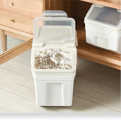 Large 25LB Flour Storage Container Bin with Wheels & Locking Lid - Gray, 2 Pack