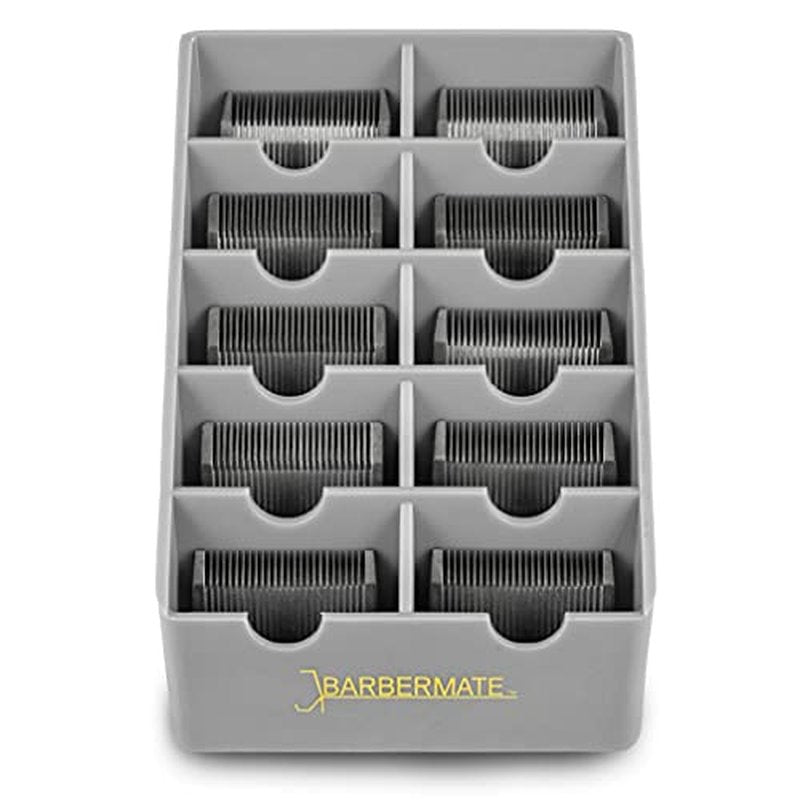 BarberMate¢ç Blade Rack Storage Tray - Holds 10 Clipper Blades (Gray)