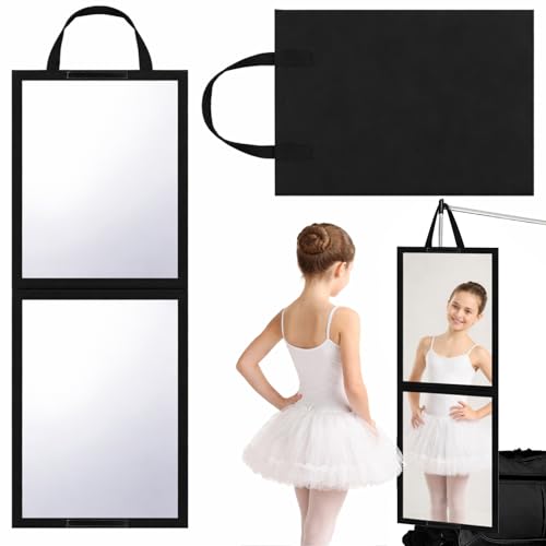 GlikCeil Black Foldable Full-Length Travel & Dance Mirror 33.5 x 13.4 Inches (2 Piece)