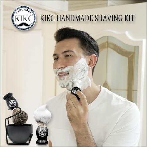 Black 5-in-1 Shaving Kit with Handcrafted Badger Brush & Accessories – Perfect Gift