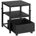 Mini Fridge Stand with Storage Basket - Height-Adjustable, Wheels & Feet - Black - HOOBRO BB455BX01