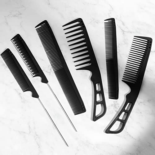 Olivia Garden CarbonLite Carbon Combs for Women and Men - Professional Hairdresser and Barber Accessories - Heat Resistant Up to 460 Degrees