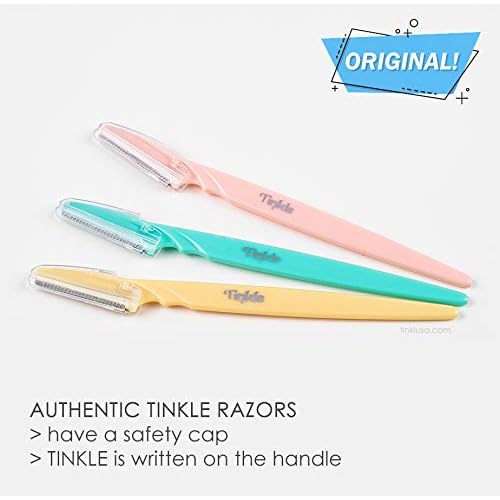 Tinkle Dermaplaning Tool 18ct, Dermaplane Razor for Women, Safe and Easy Peach Fuzz Remover, Eyebrow Trimmer with Protective Cover (12 Packs of 3)