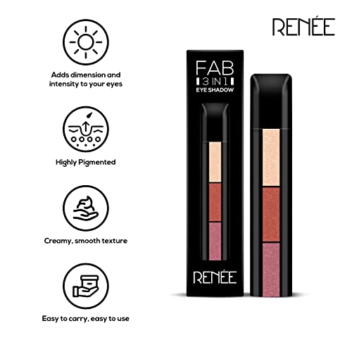 RENEE Fab 3 in 1 Eyeshadow Enriched with vitamin E, 4.5g - Adds dimension and intensity, Highly Pigmented 3 Shades in 1 Stick