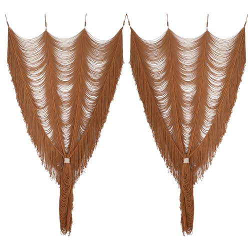 2 Panels Macrame Curtains 59x75 Inches Room Divider Door Khaki Set of 2