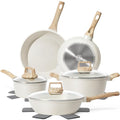 SODAY White Granite Non-Stick 12-Piece Cookware Set for Induction Stovetop