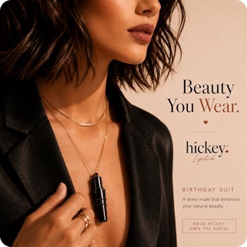Nude Refillable Chain Lipstick Necklace - Long Lasting Hydrating Satin Finish