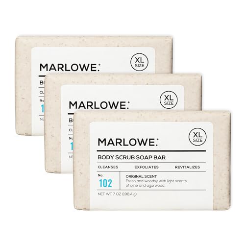 MARLOWE Body Scrub Soap Bar Sage + Fir 7 oz Pack of 3 - Exfoliating Vegan Natural