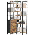 YATINEY Rustic Brown & Black Corner Bookshelf 7-Tier L-Shaped Storage Display