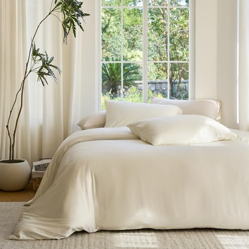 DOZ Organic Bamboo Duvet Cover Set Ivory King/Cal King - Cooling & Soft