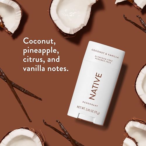 Native Deodorant & Moisturizing Body Wash - Coconut & Vanilla - Naturally Derived Ingredients, 72 Hour Odor Control | Free of Aluminum, Sulfate, Paraben, Dye | Personal & Skin Care | 2 Pk