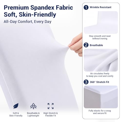 White Stretch Chair Covers 50 Pack - Reusable Wrinkle-Resistant Slipcovers for Wedding & Events - TUOTPE