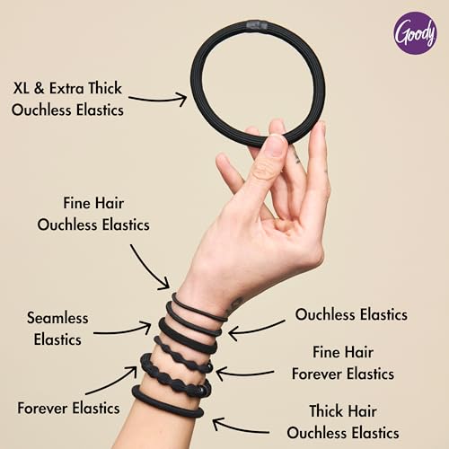 Goody Ouchless Hair Elastics ? No Pull, No Breakage, Tangle-Free Hold for Fine Hair ? 50 Count, Black, Long-Lasting Ponytail Holders for Women