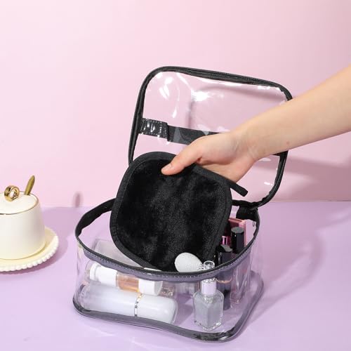 50 Pcs Makeup Remover Cloths Reusable Washable Remover Pads Soft Microfiber Washcloths Facial Cloths Makeup Towels for Women, 5 x 5 Inch(Black)