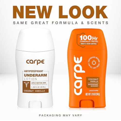 Carpe 100-Hour Antiperspirant Deodorant for Women - Coconut Vanilla, 1.76oz Pack of 2