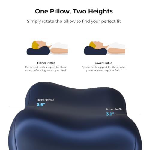 Cooling Memory Foam Pillow with Dual-Height Neck Support - Standard Size