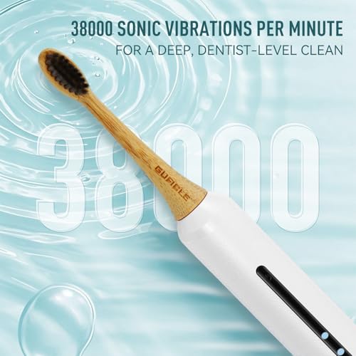 Electric Sonic Toothbrush with Bamboo Heads - White