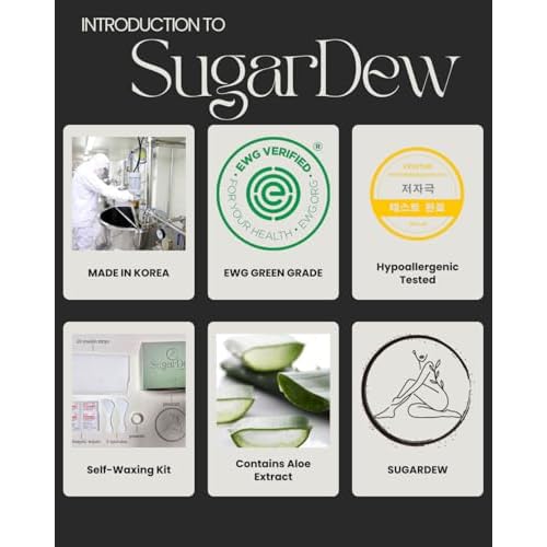 SugarDew Premium DIY Sugar Wax Kit with Aloe | Hair Removal for Legs, Arms, Face & Body | Made in Korea | 10.58oz All-in-One Set