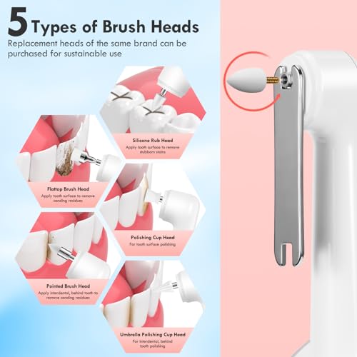Pelzzle White Electric Tooth Polisher with 5 Modes & 3 Pastes for Daily Teeth Cleaning