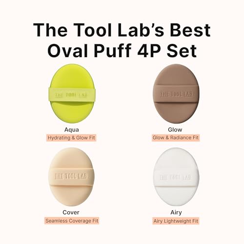 4P Makeup Sponge Set - Oval Liquid Foundation Cushions for Hydrating & Smooth Finish