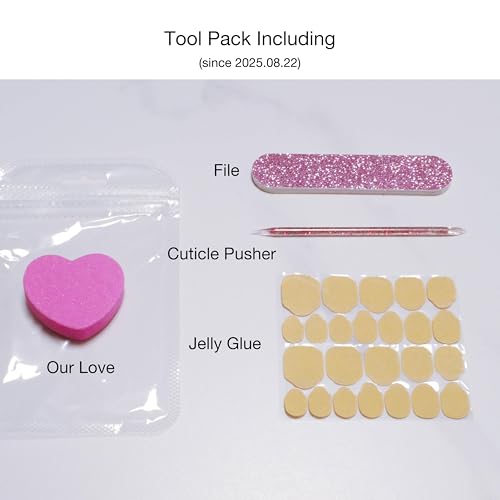 [GLORS] Short Square Press On Nails, Nude Pink with Rose Gold Foil and Pearl Accents, 10 Pieces (Small, SS)