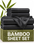 Black King Size Bamboo Rayon Cooling Bed Sheets Set - Deep Pockets