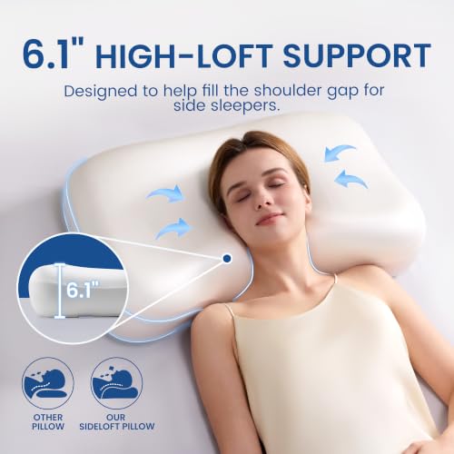VIMEKO LAB 6.1" High Loft Side Sleeper Cervical Pillow with Adjustable Neck Support
