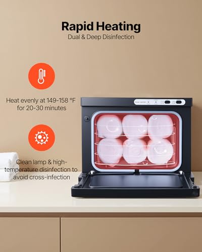 VEVOR 8L Small Towel Warmer Cabinet - Black Stainless Steel Spa & Salon