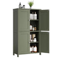 Bathroom Storage Cabinet with 4 Doors & Adjustable Shelves - Green