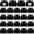 24 Pack 8 oz Plastic Cosmetic Jars with Lids & Labels - Black, Leakproof, Reusable