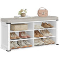 VASAGLE Cloud White Shoe Storage Bench with Removable Cushion, 6 Shelves, 12-15 Pairs